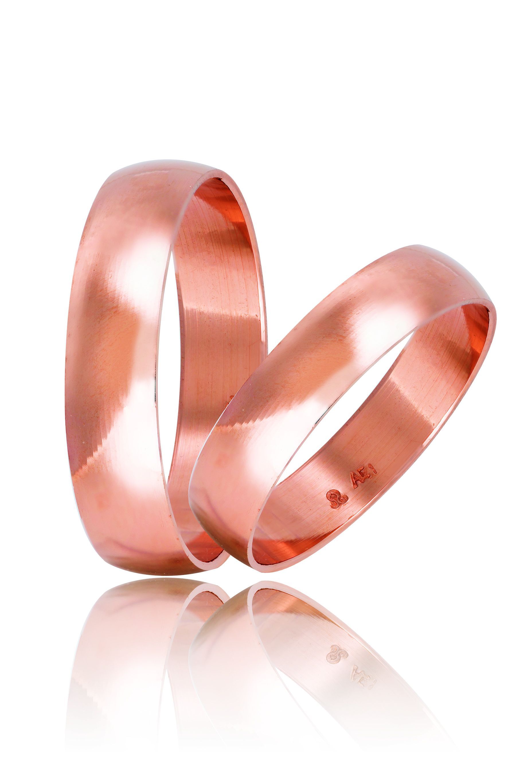 Rose gold wedding rings 5mm (code HR3Ar).